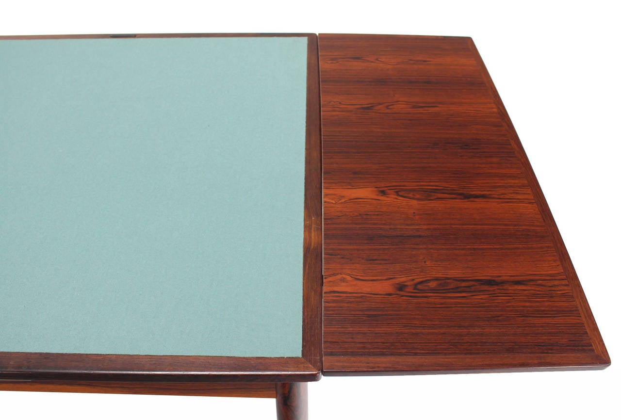 Danish Mid-Century Modern Rosewood Flip-Top Extendable Game Table 1