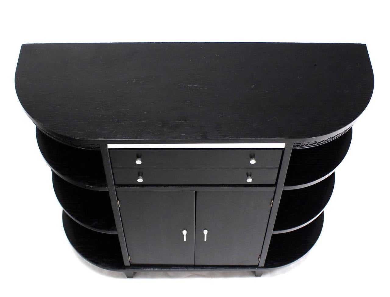 Mid-Century Modern Black Lacquer Server Cabinet or Credenza with Shelf