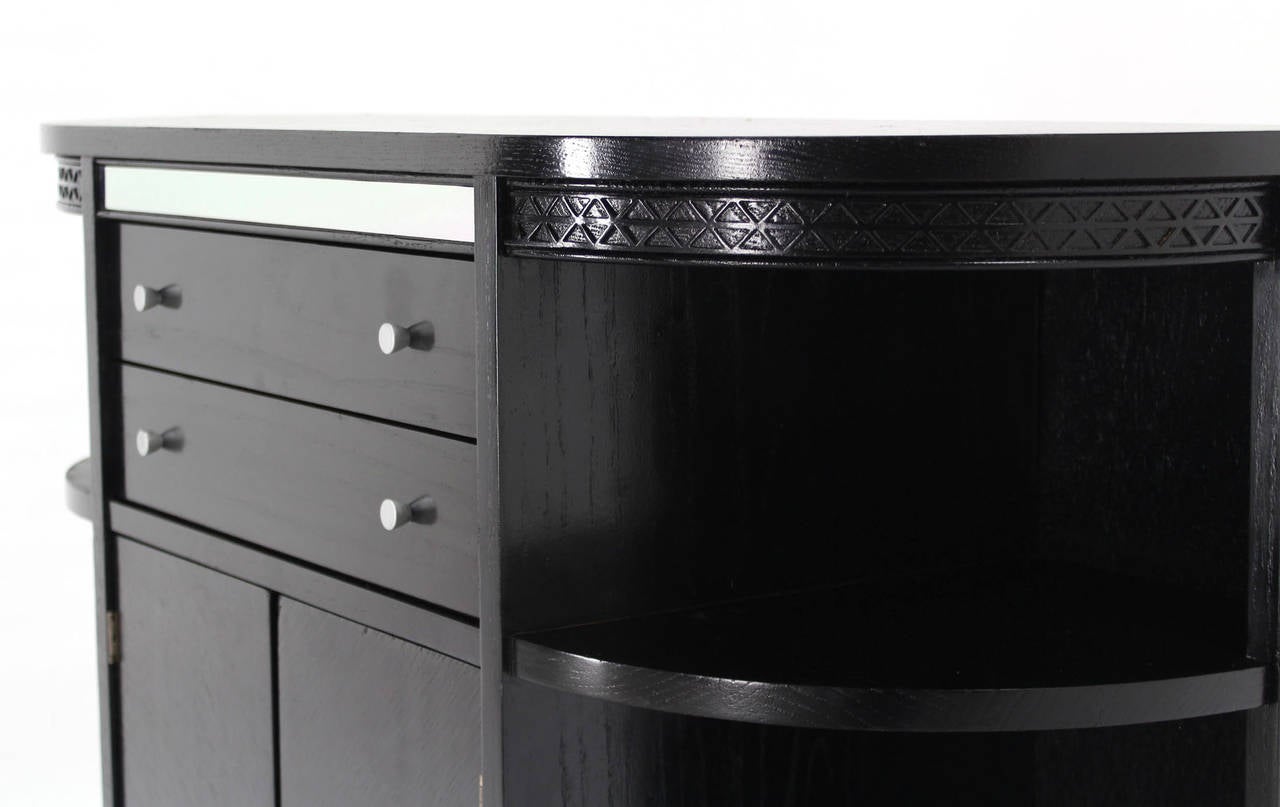 Black Lacquer Server Cabinet or Credenza with Shelf In Good Condition In Rockaway, NJ