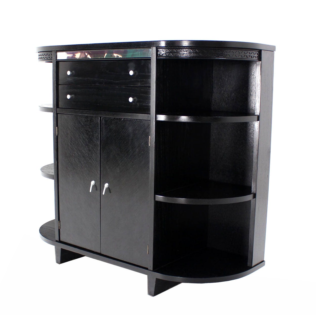 Black Lacquer Server Cabinet or Credenza with Shelf 2