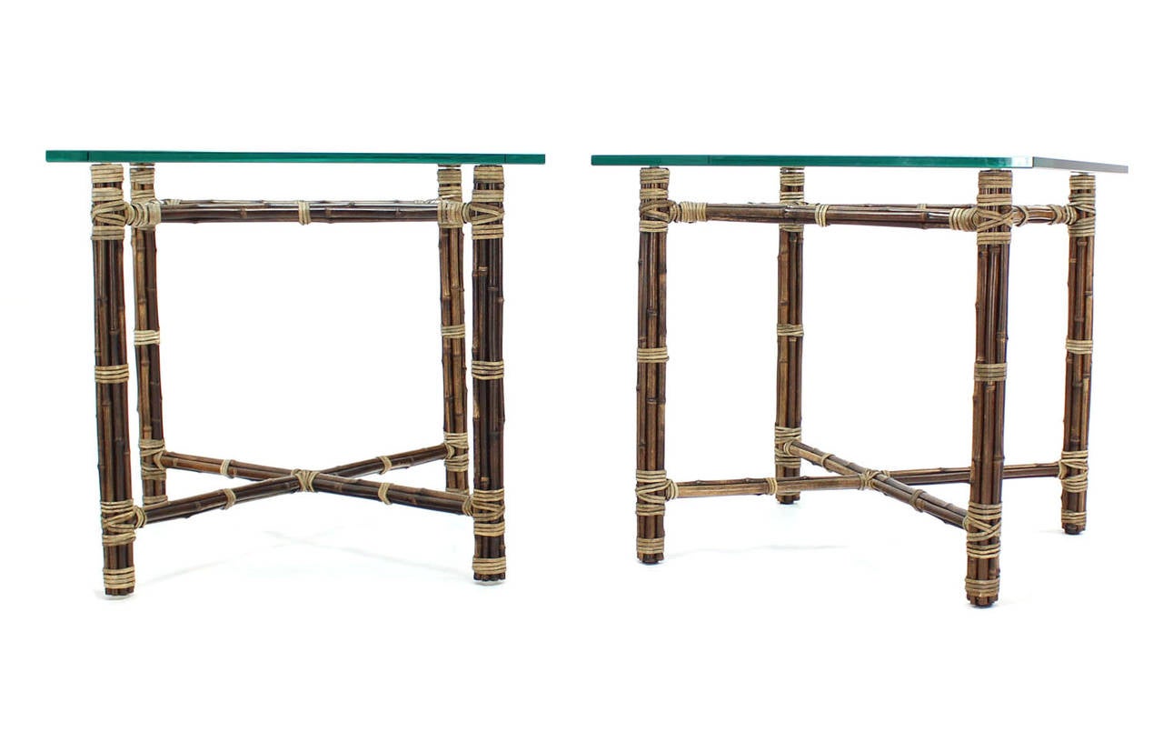 Pair of very sharp looking bamboo end tables by McGuire.