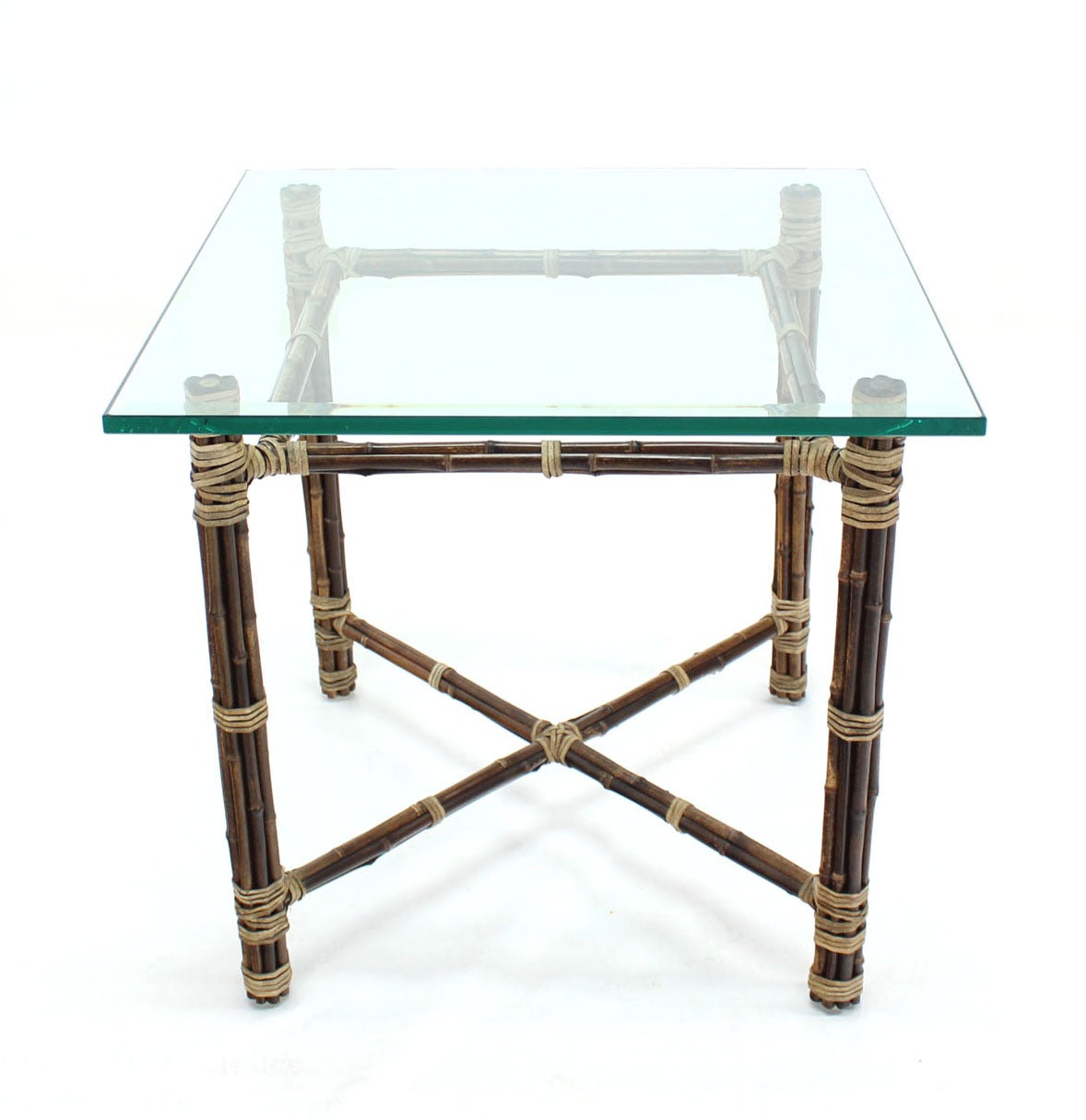 Pair of Bamboo End or Side Tables with X-Bases by McGuire 1