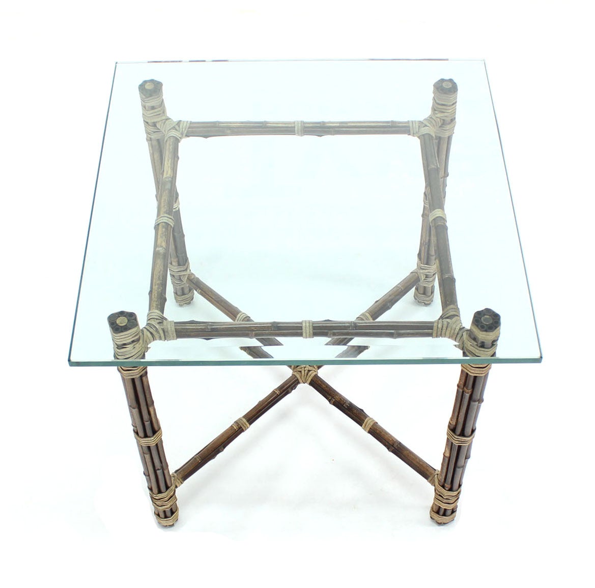 Pair of Bamboo End or Side Tables with X-Bases by McGuire 2