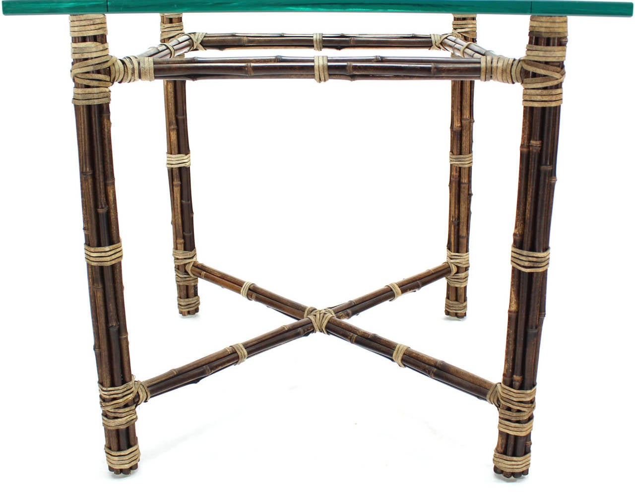 20th Century Pair of Bamboo End or Side Tables with X-Bases by McGuire