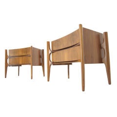 Pair of Swedish Walnut End Tables by  Edmond Spence