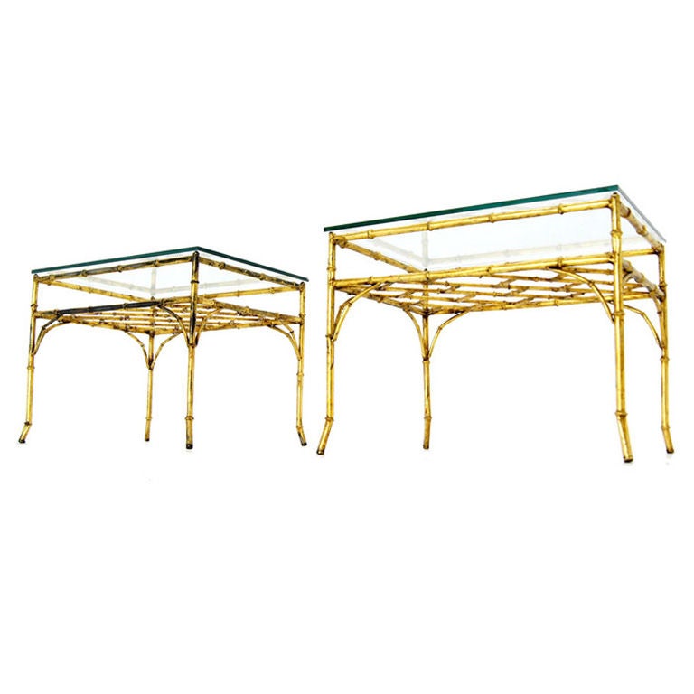 Pair Faux Bamboo Metal End Tables at 1stdibs