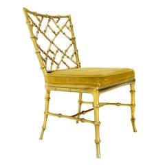 Faux Bamboo Gold Metal Frame Chair.