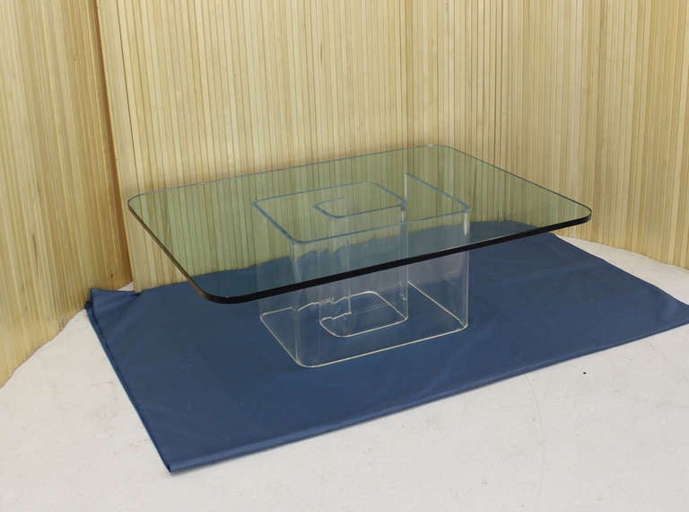 Lucite Snail Base MidCentury Modern Coffee Table at 1stDibs