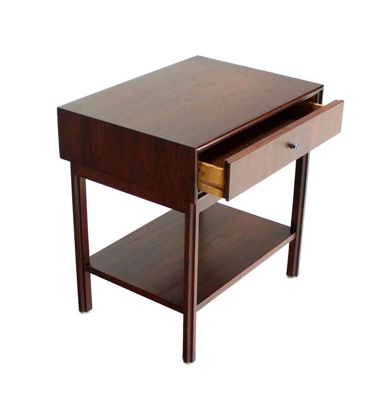 20th Century Walnut Danish Mid-Century Modern, One-Drawer Side or End Table