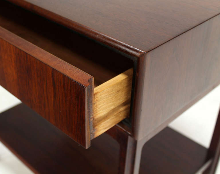 American Walnut Danish Mid-Century Modern, One-Drawer Side or End Table