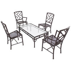 Set of Alluminum Faux Bamboo Chairs and Coffee Table