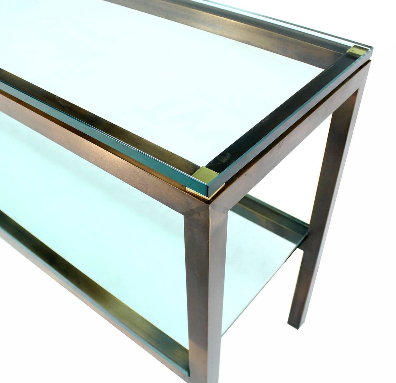 Mid-Century Modern Large Solid Brass Console Table by Mastercraft