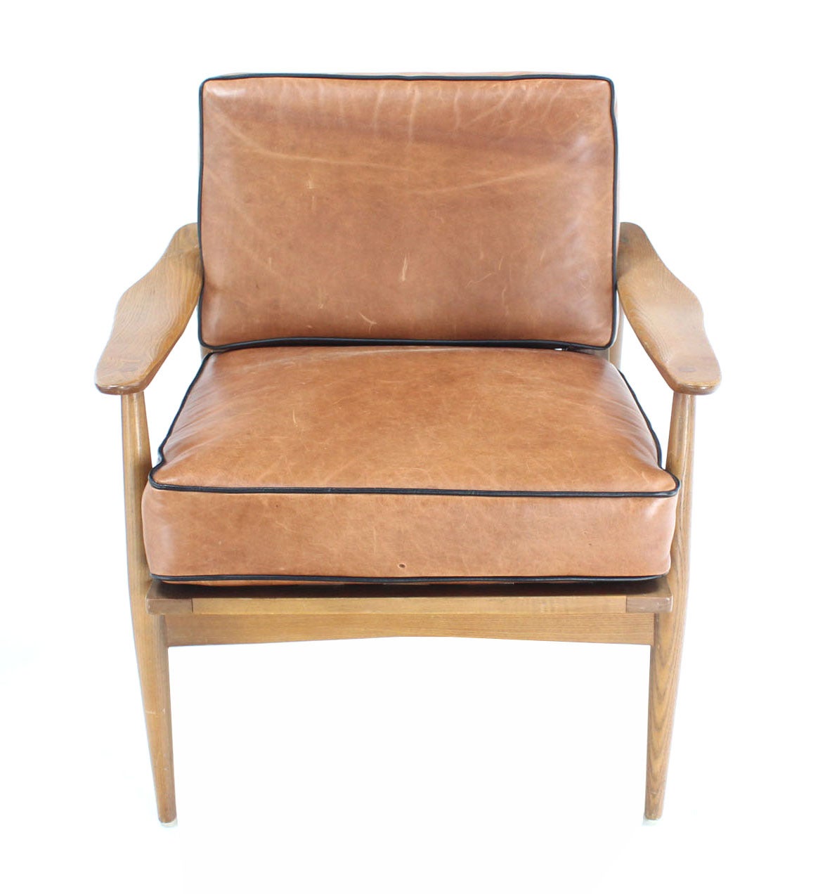 Pair of Danish Mid-Century Modern Leather Upholstery Lounge Chairs 1