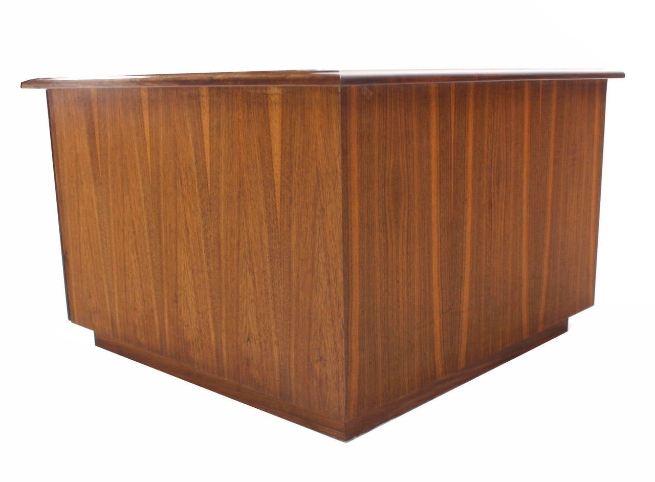 Cube Shape Walnut End or Side Table with Cabinet 1
