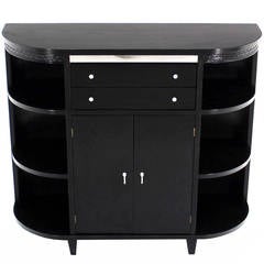 Black Lacquer Server Cabinet or Credenza with Shelf