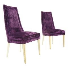 Vintage Pair of Purple 1950
s Crashed Velvet Upholstery Fire Side Chairs