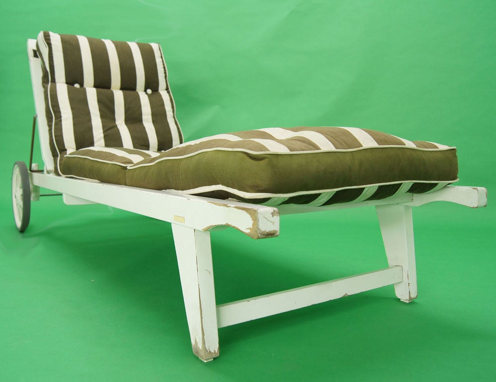 Wood Triconfort Outdoor Chaise Longue, French, 1960s
