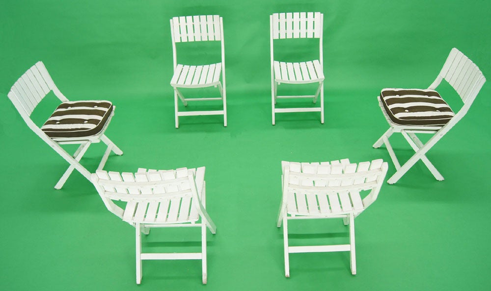 Triconfort French c.1960's Outdoor Folding Table and 6 Chairs 1