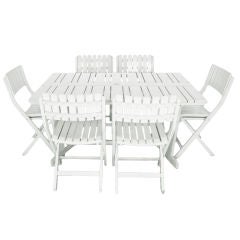 Vintage Triconfort French c.1960's Outdoor Folding Table and 6 Chairs