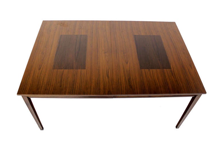 John Stuart Danish Mid-Century Modern Walnut Dining Table with Three Extensions In Excellent Condition In Rockaway, NJ