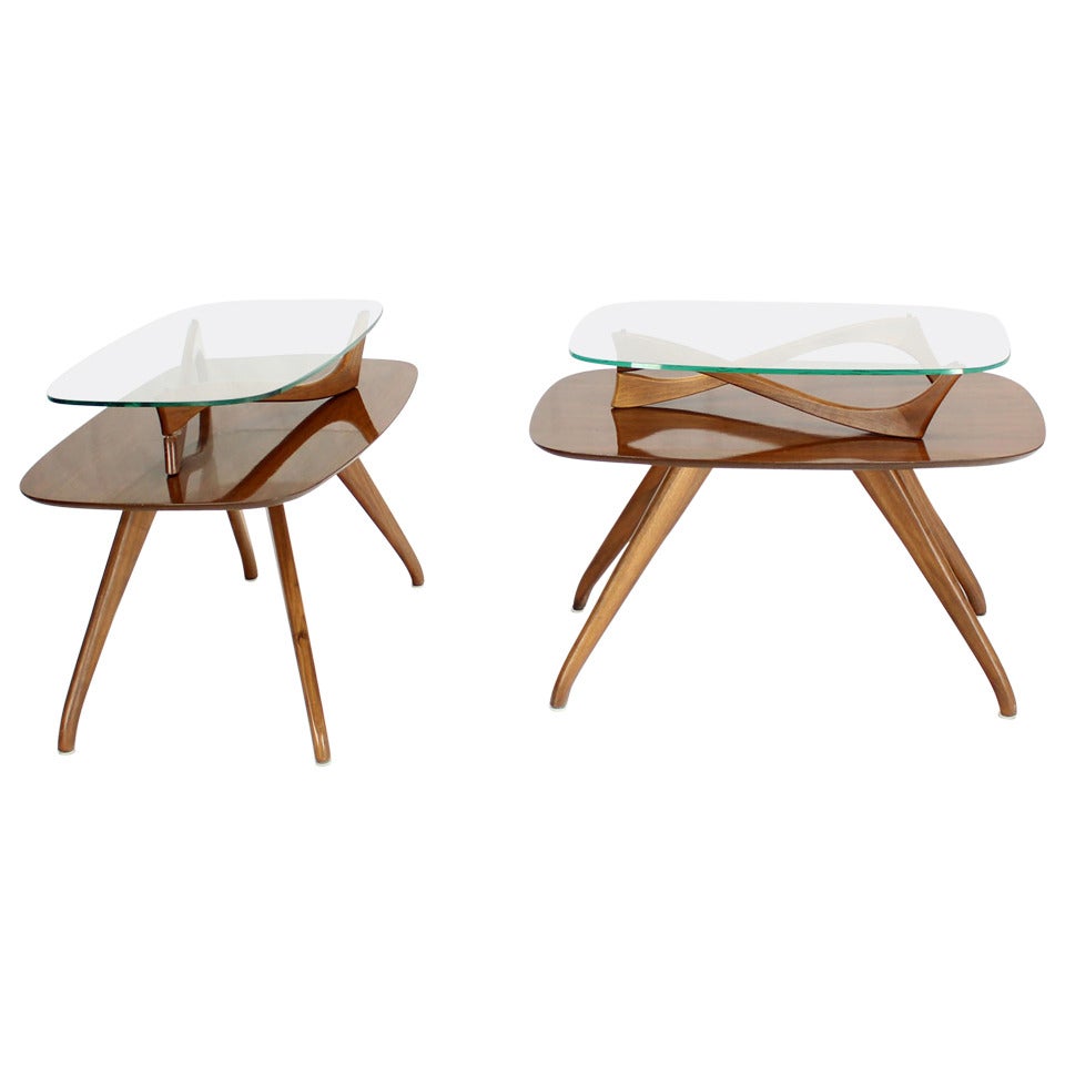 Pair of Mid-Century Modern Organic Shape End Tables or Nightstands