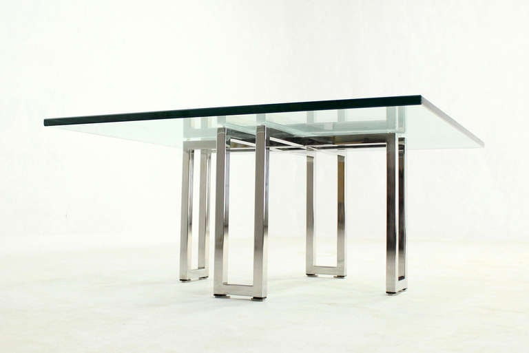 Very nice chrome base mid century modern square coffee table.