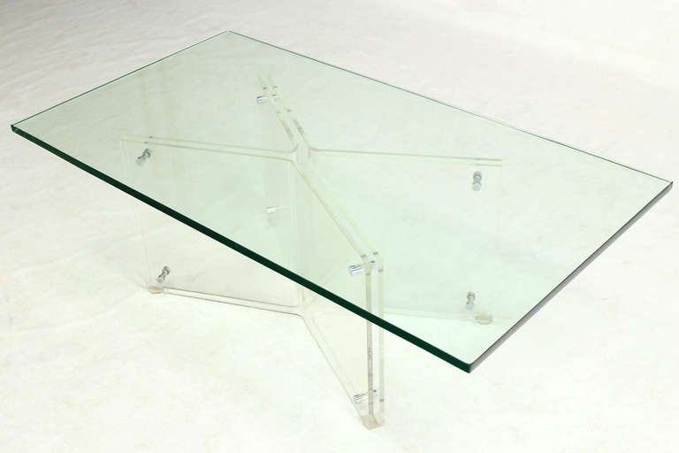 Mid-Century Modern Lucite Base and Glass-Top Coffee Table 3