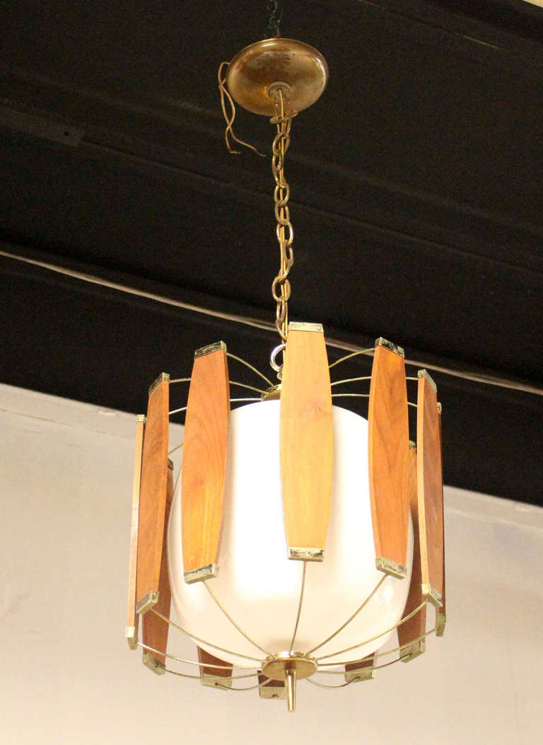 Vintage Teak and Brass Mid Century Danish Modern Light Fixture Chandelier at 1stDibs teak