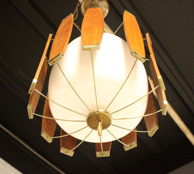 Vintage Teak and Brass Mid Century Danish Modern Light Fixture Chandelier at 1stDibs teak