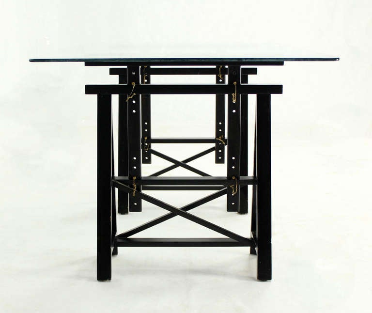 20th Century Adjustable Ebony Wood, Saw Horses Writing Table