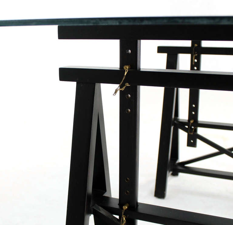 Adjustable Ebony Wood, Saw Horses Writing Table In Excellent Condition In Rockaway, NJ