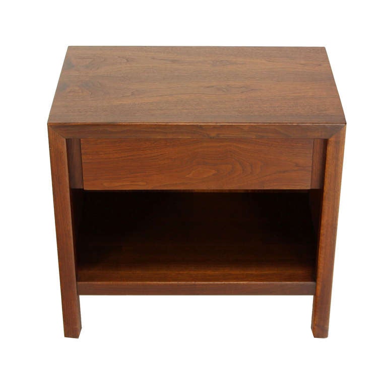 20th Century Mid-Century Danish Modern One-Drawer Walnut Night Stand by Baughman