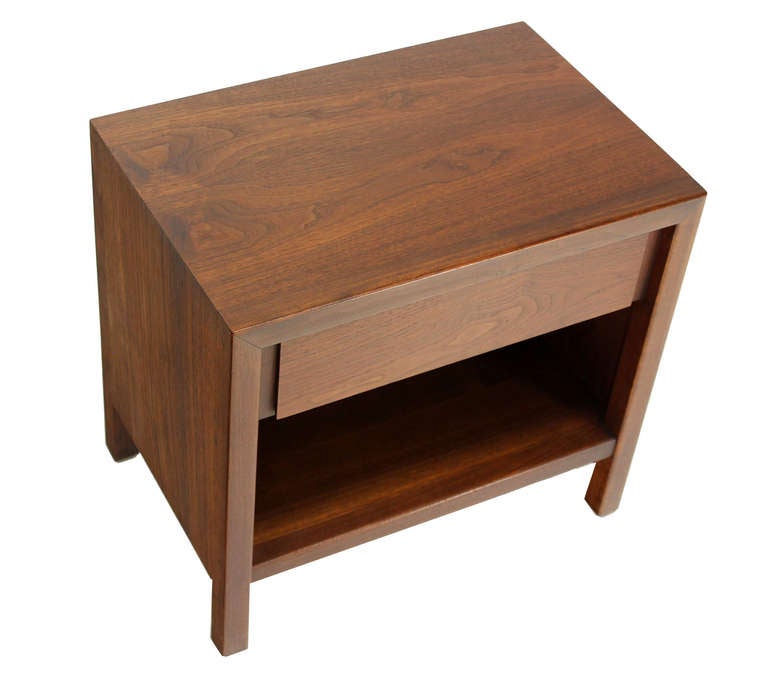 American Mid-Century Danish Modern One-Drawer Walnut Night Stand by Baughman