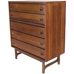 Mid-Century Danish Modern Walnut High Chest of Drawers or Dresser 12