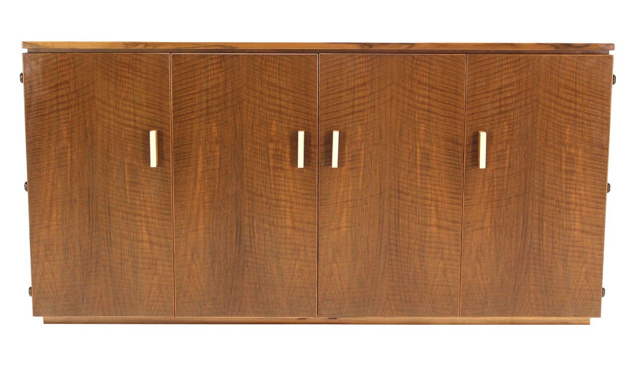 Tiger Maple Sideboard or Credenza with Folding Doors In Excellent Condition In Rockaway, NJ