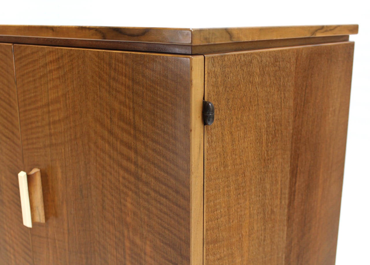 20th Century Tiger Maple Sideboard or Credenza with Folding Doors