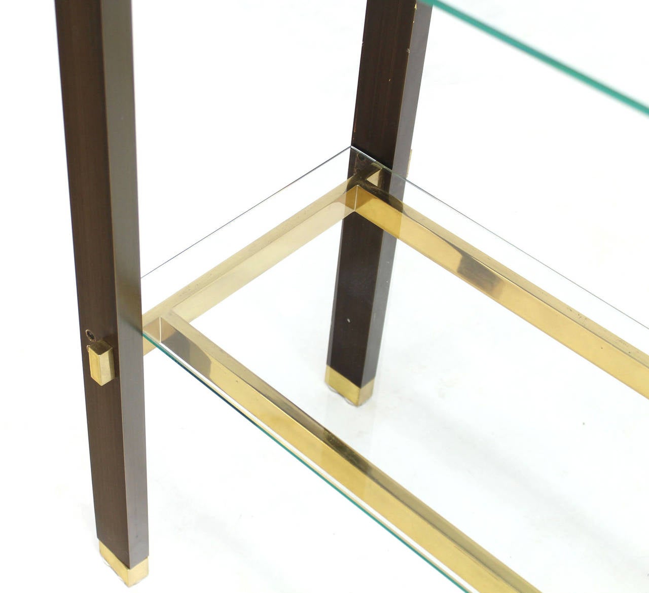 Pair of Solid Brass and Glass Etageres 1