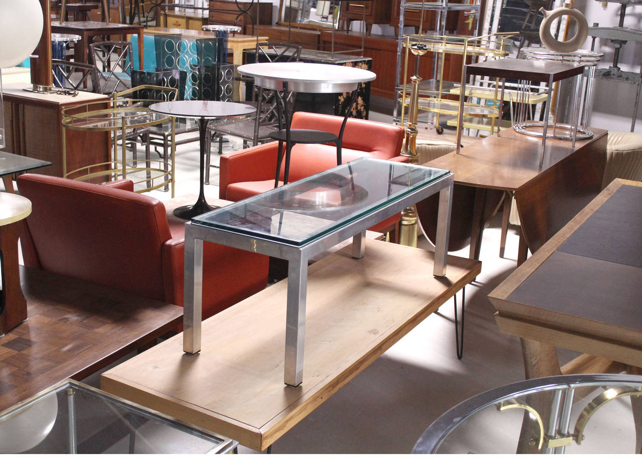 Square Aluminum Metal Frame Small Coffee Side Table Long Rectangle