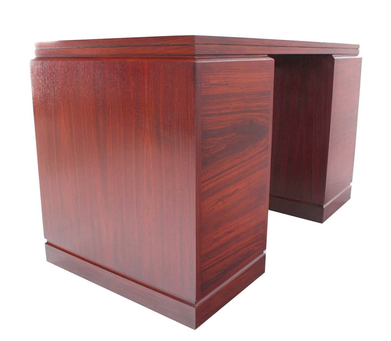 Double Pedestal French Petit Art Deco Rosewood Desk 2