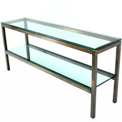Large Solid Brass Console Table by Mastercraft