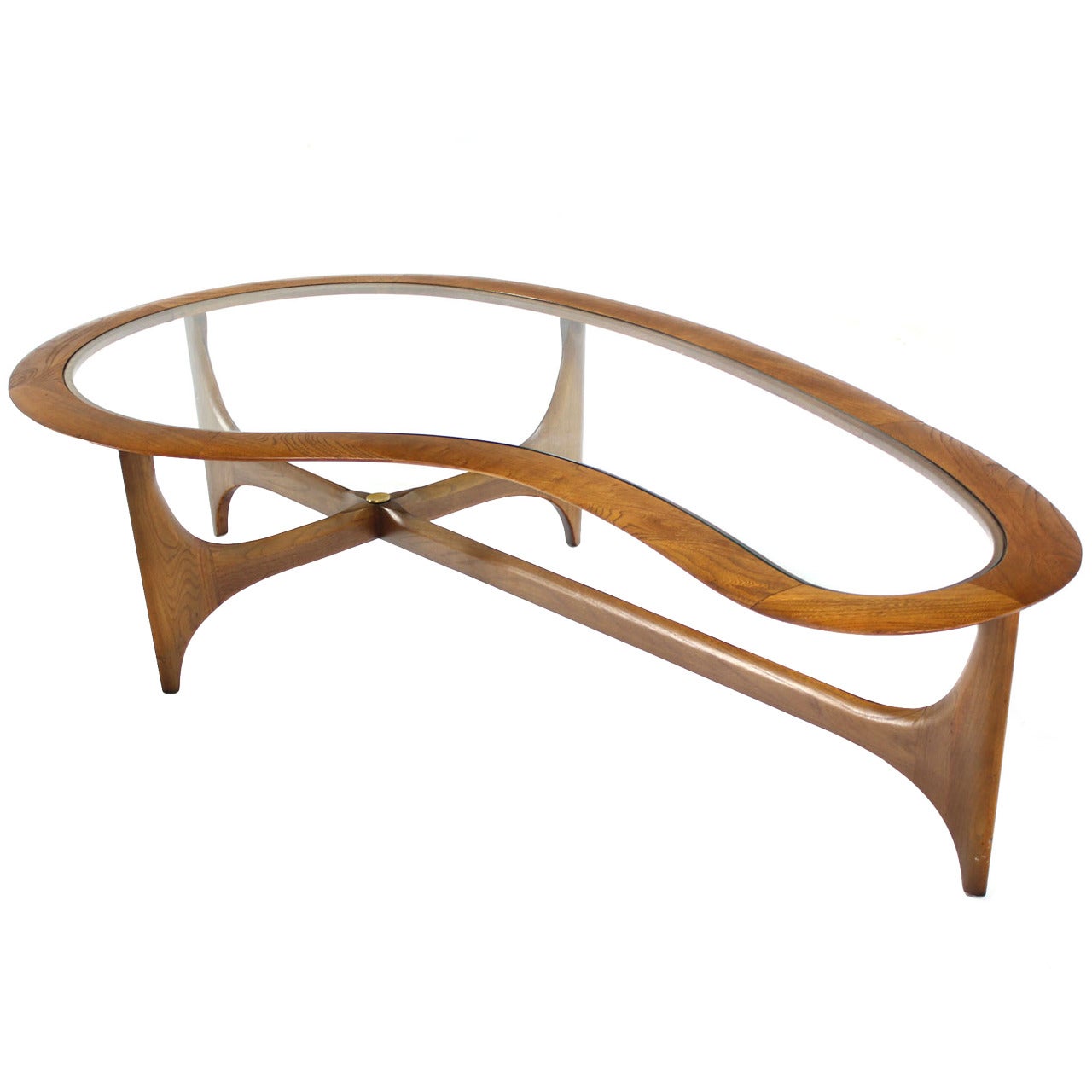 Organic Kidney Shape Mid-Century Modern Walnut Coffee Table