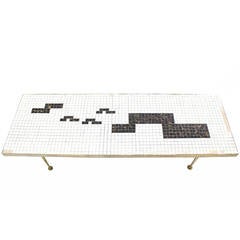 Tapered Solid Brass Legs and Mosaic-Top Coffee Table 4