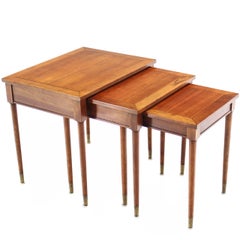 Set of Three Mid-Century Modern Walnut Nesting Tables