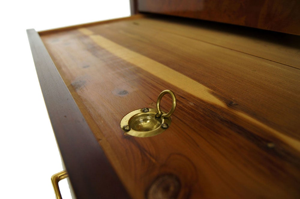 American c.1950's Mid Century Modern Crotch Mahogany Chest Cedar Drawer