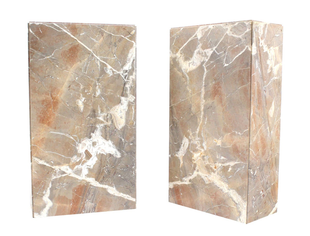 Mid-Century Modern Pair of Rectangular Marble Pedestals