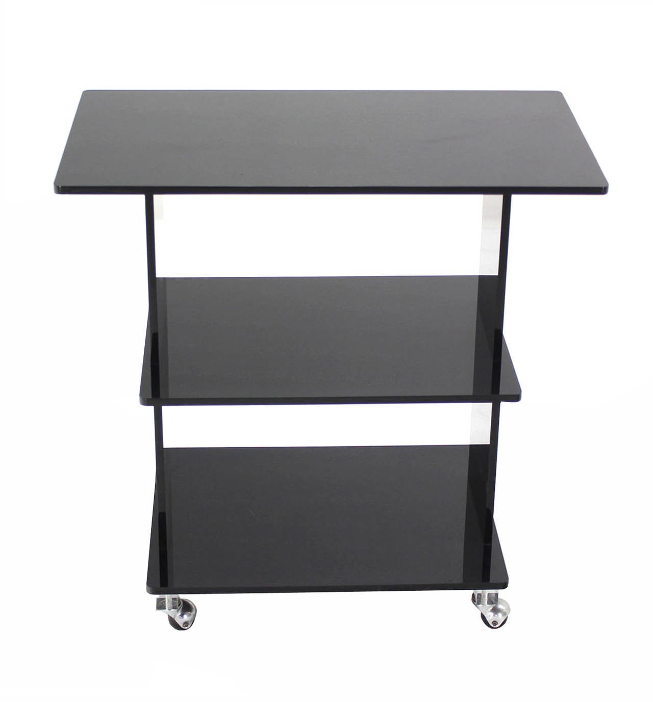 Smoked Lucite Rolling Cart Serving Table For Sale at 1stDibs