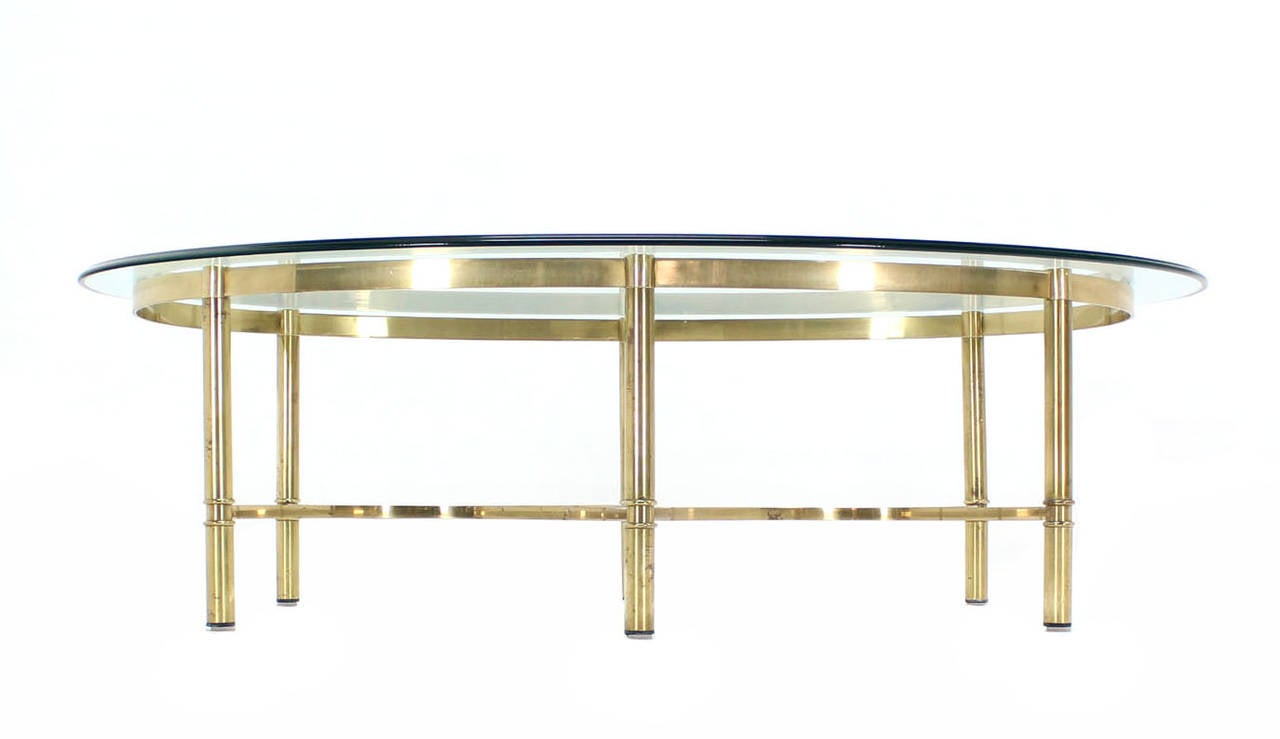 American Oval Brass and Glass Coffee Table