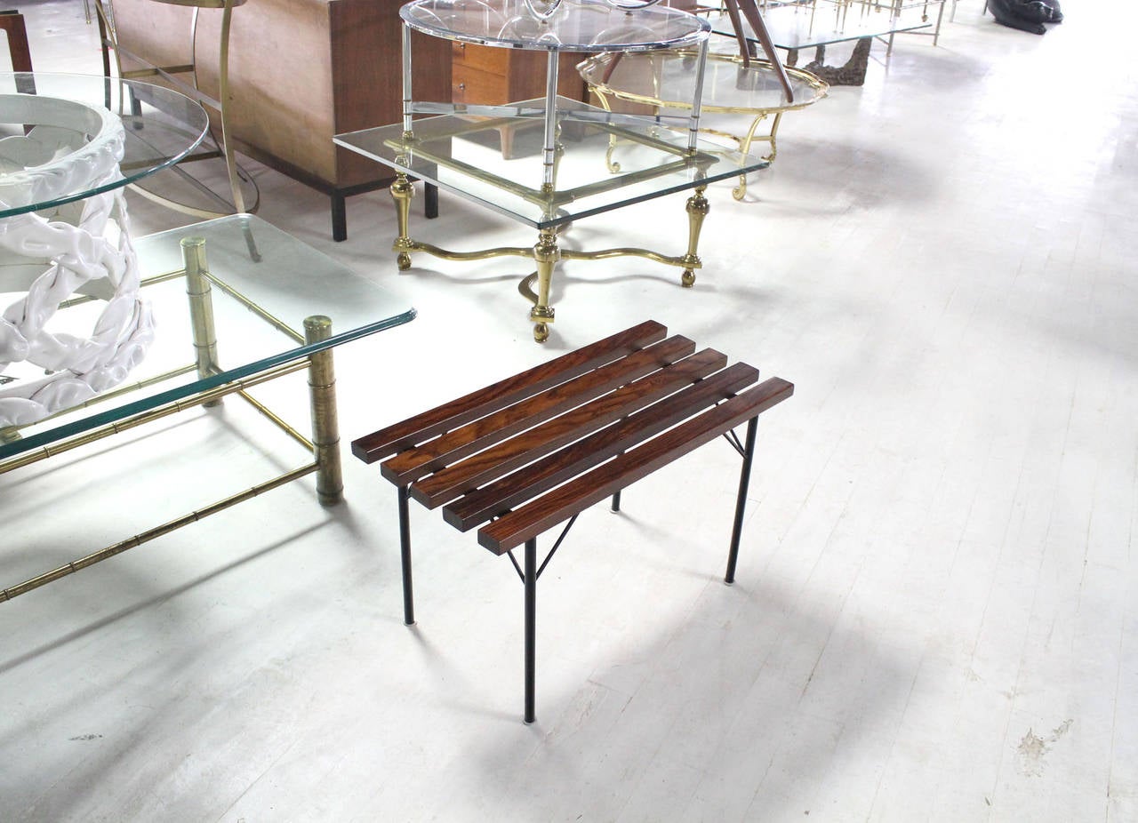 narrow slat bench