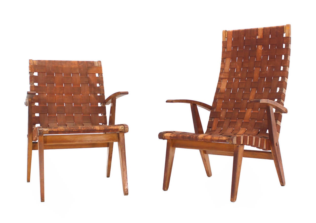 Mid-Century Modern Non-Matching Pair of Early Jens Risom Lounge Chairs