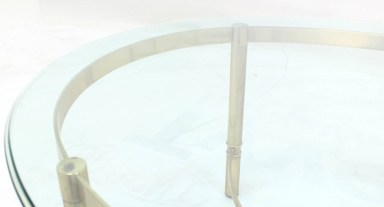 Polished Oval Brass and Glass Coffee Table